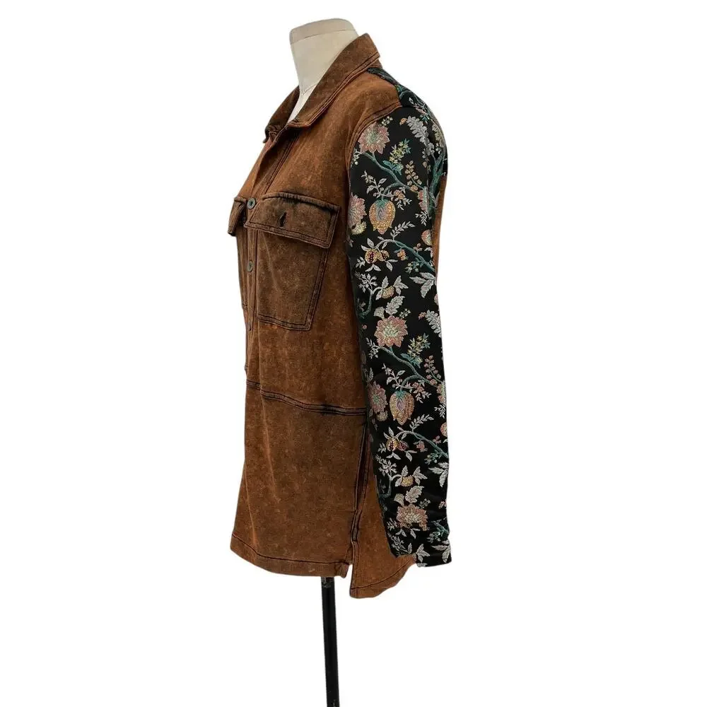 Aratta Silent Journey Coolness Floral Jacquard Sleeve Oversized Shacket Small - Picture 7 of 14